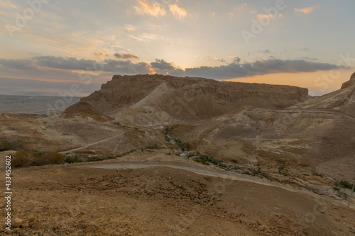 Sunrise view of the Masada fortress