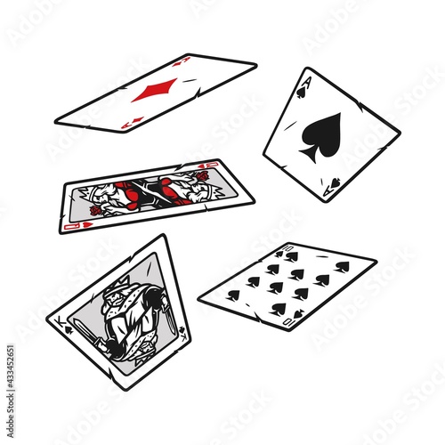 Falling playing cards colorful concept
