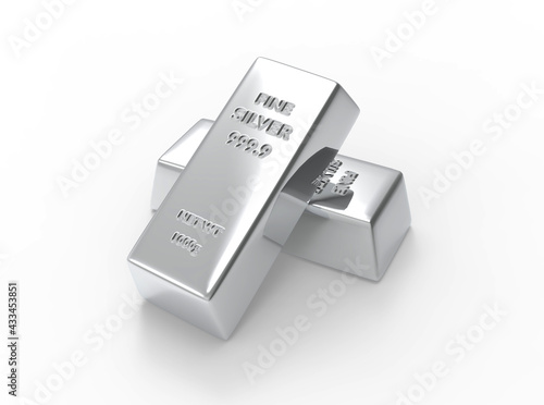 Shiny Pure Silver Bar - 3D Illustration