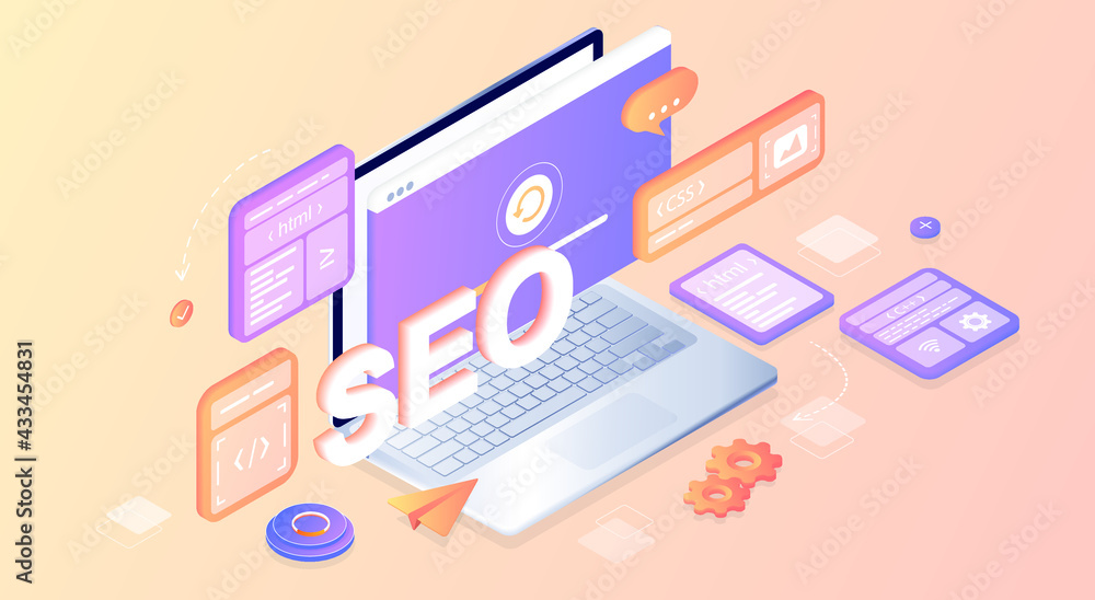 SEO. Search engines optimization landing page. Website page development. The working process. Template landing page for website. Web development, optimization, user experience. Website layout elements