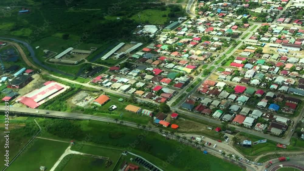 Aerial views from small airplane of Paramaribo’s residential neighborhoods Aerial views from small airplane of Paramaribo’s residential neighborhoods