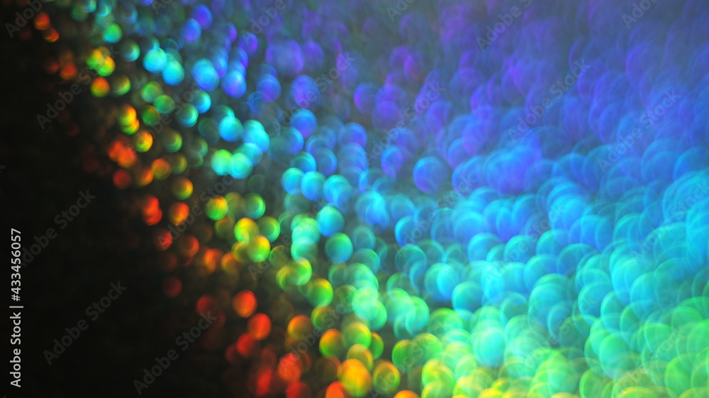 Aesthetic Rainbow Holographic Bokeh Macro Photo Overlay Effect, Multicololor Blurred Defocused Sparkle Shine Texture - Decoration Celebration Festive Holiday Party Designs. Bright Glowing Vibrant Art.
