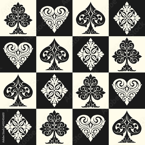 Playing cards suits seamless pattern