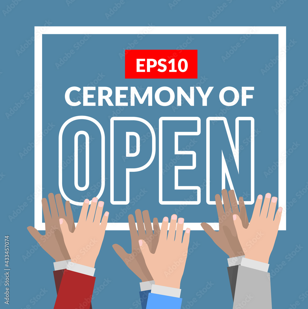 Opening ceremony with applause. Vector illustration Opening ceremony with applause. Vector illustration