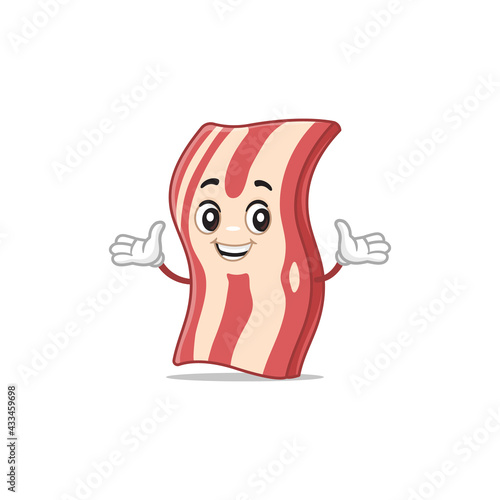 Funny bacon mascot cartoon character vector illustration