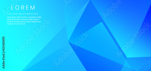 Banner web design abstract blue gradient geometric overlapping with copy space for text.