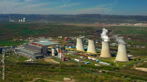Coal power plant Prunerov in Northern Bohemia, Czech Republic. Aerial view to big source of emissions in European Union.