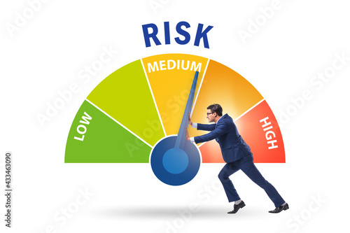 Obraz na płótnie Businessman in risk metering and management concept w salonie