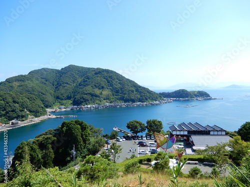 伊根の風景 panorama of the bay of the fishing village of ine, kyoto, japan