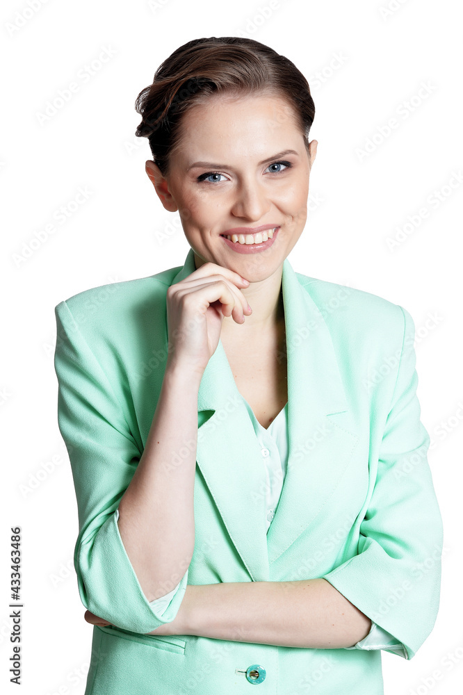 portrait of beautiful young business woman posing isolated on white background portrait of beautiful young business woman posing isolated on white background