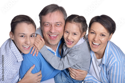 happy smiling family posing together