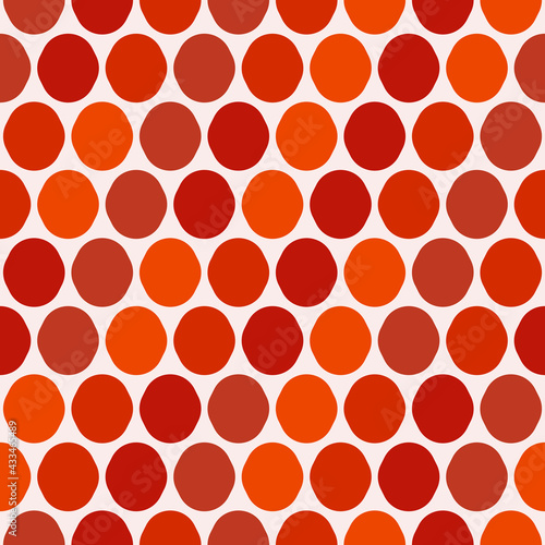 Citrus circles pattern. Vector orange circles. Seamless checkered rounded shapes.