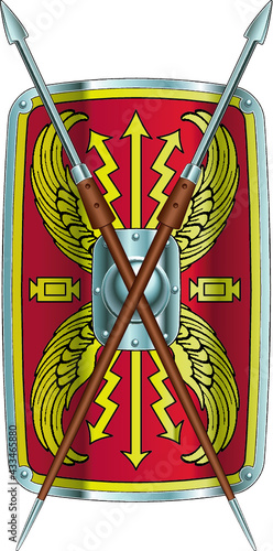 roman legionnaire soldier with spear and shield
