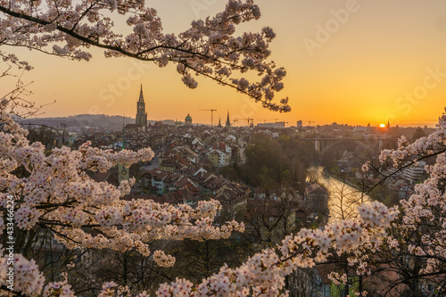 Old city of Bern after sunset