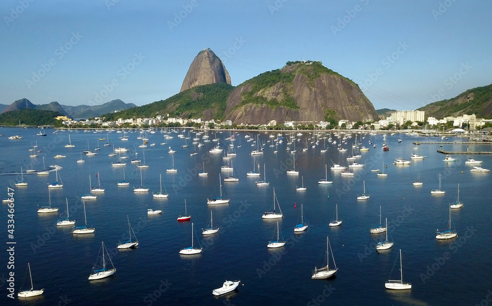 View of Botafogo Cove with the Sugarloaf Mountain in the background.