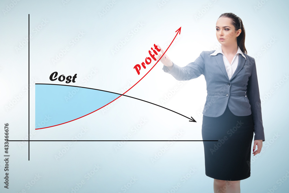 Concept of proft and loss with businesswoman Concept of proft and loss with businesswoman