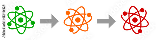 Atomic Chemical Nuclear Chain Reaction Icon. Vector Image.
