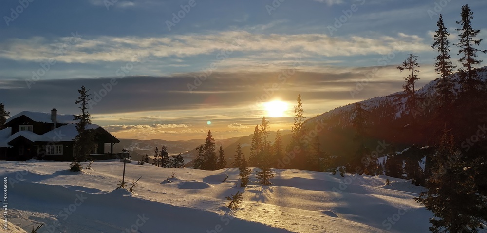 sunset in the mountains Gudbrandsdal norway Faavang Fåvang sunset in the mountains Gudbrandsdal norway Faavang Fåvang