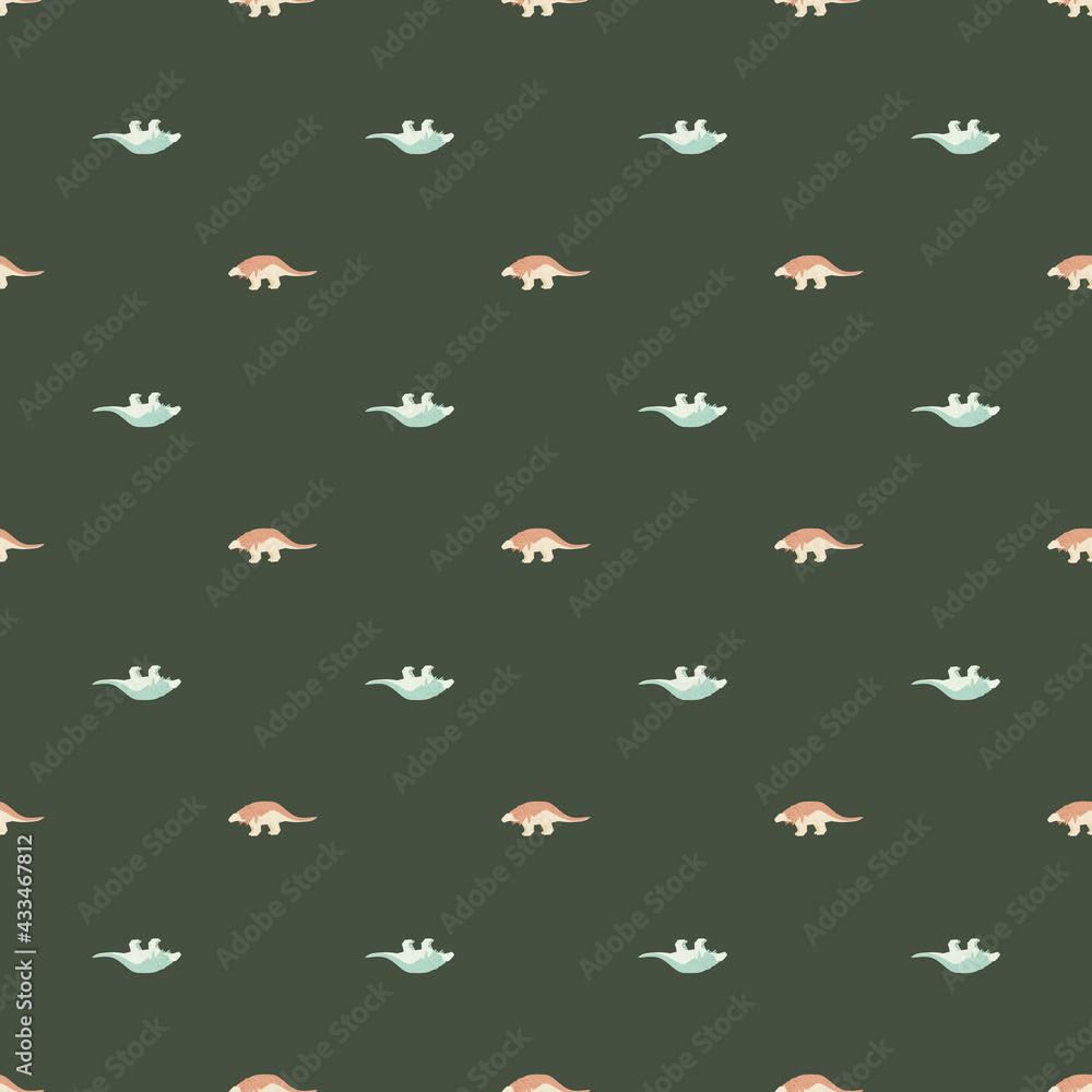 Pink and blue little dinosaur elements seamless doodle pattern. Paleontology animal hand drawn style. Pink and blue little dinosaur elements seamless doodle pattern. Paleontology animal hand drawn style.