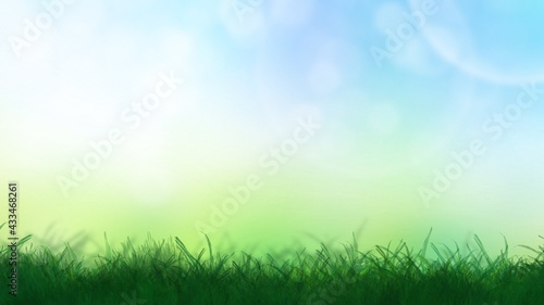 Abstract background Green leaf with blue sky and bokeh light background , Wallpaper Illustration © NARANAT STUDIO