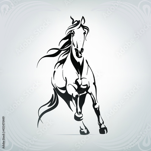 Fototapeta Naklejka Na Ścianę i Meble -  Vector silhouette of a running horse