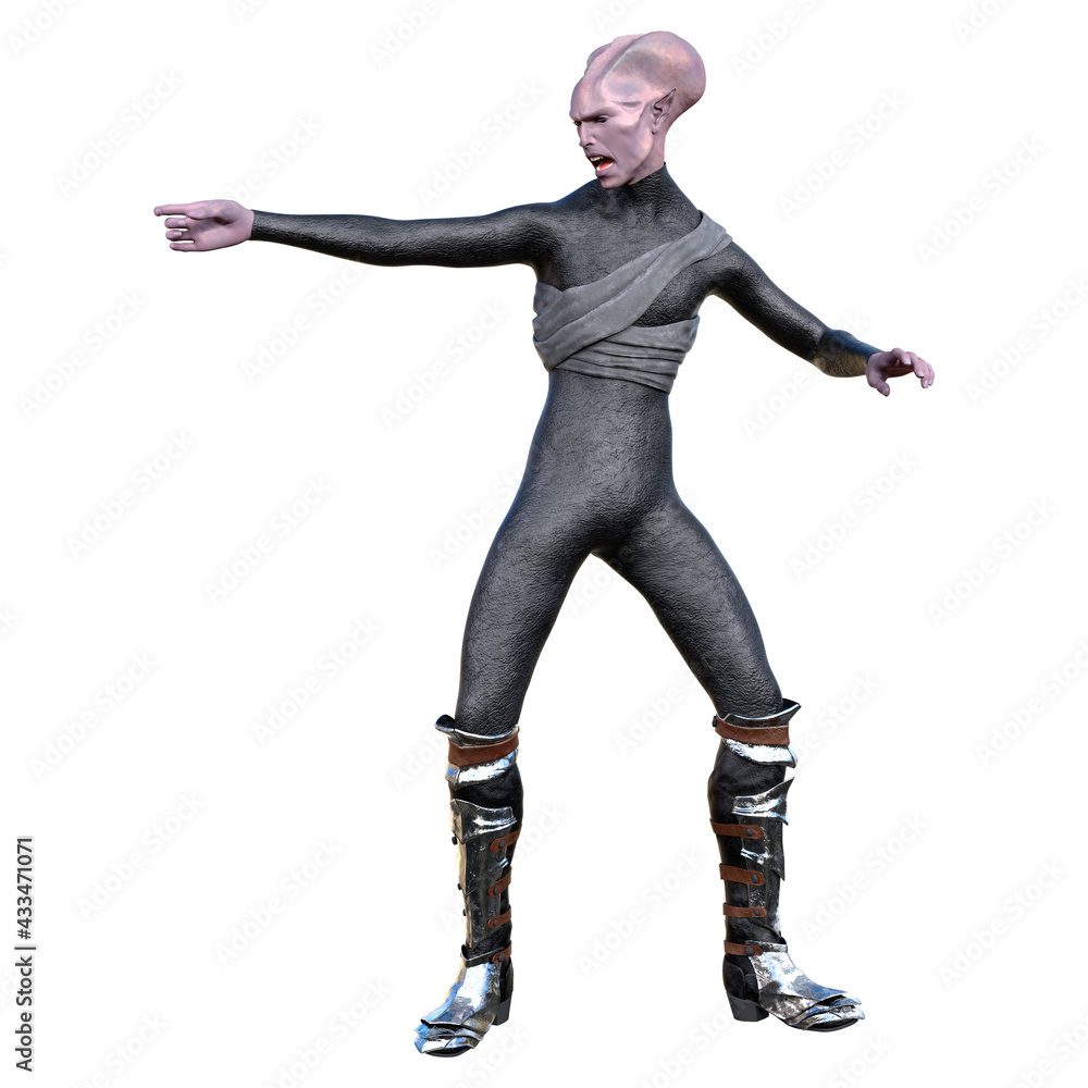 3D Rendering Fantasy Alien on White 3D Rendering Fantasy Alien on White
