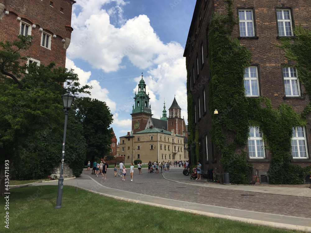 The Parish House, Clock Tower and Silver Bell Tower at the Wawel Castle Complex in Krakow, Poland
