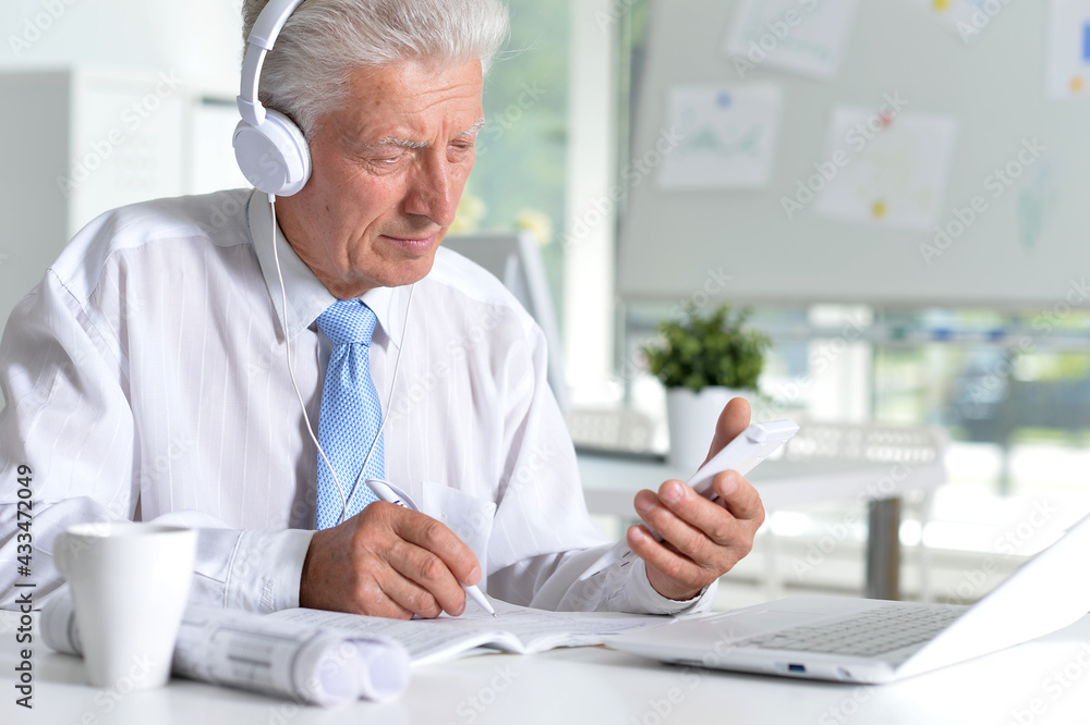 Emotional mature businessman