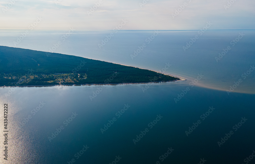 Aerial view of cape Kolka and Baltic sea, Latvia