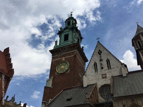 The Clock Tower, Holy Cross Chapel (right) and Holy Trinity Chapel (left) at the Wawel Castle Complex in Krakow, Poland