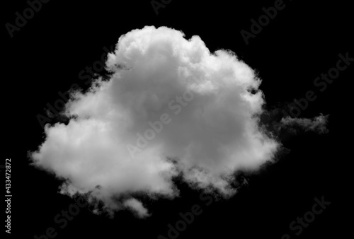 white Clouds isolated on black background.