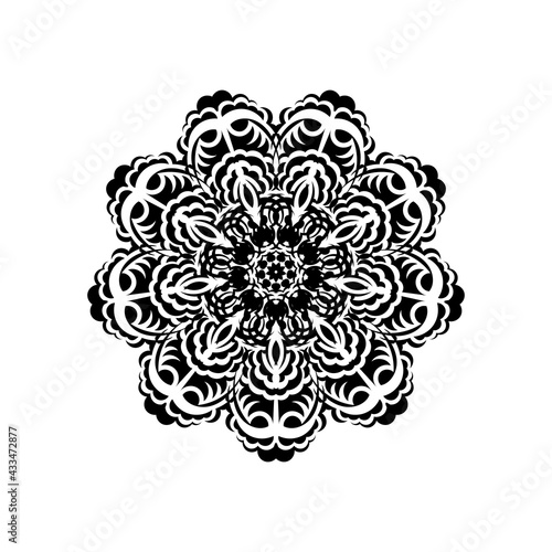 Abstract ornament in a circle. Luxurious pattern with lace motifs. Good for logos, prints and postcards. Isolated.