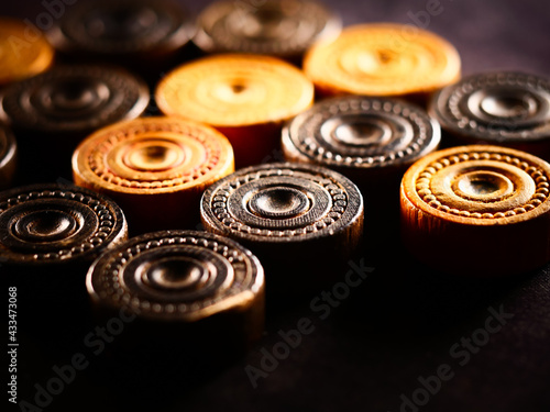 Studio close up shot of backgammon pieces Fototapeta
