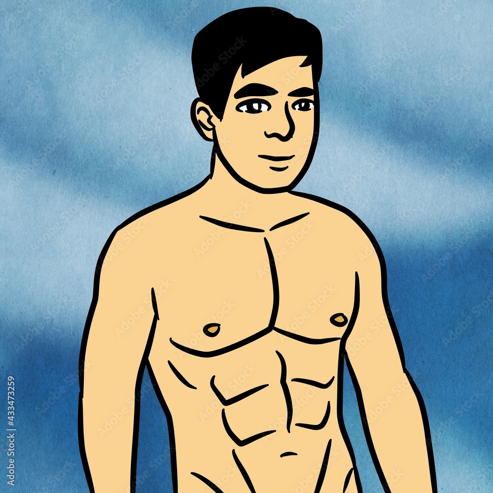 Fototapeta premium cute man cartoon on blue color