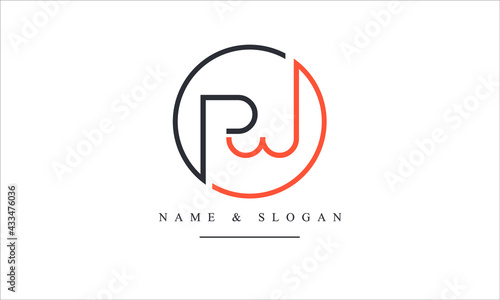 PW, WP, P, W abstract letters logo monogram