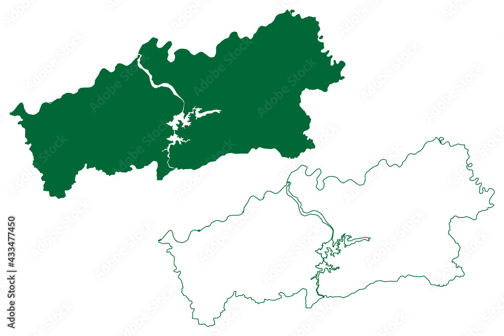 Narmadapuram district (Madhya Pradesh State, Narmadapuram division, Republic of India) map vector illustration, scribble sketch Hoshangabad map Narmadapuram district (Madhya Pradesh State, Narmadapuram division, Republic of India) map vector illustration, scribble sketch Hoshangabad map