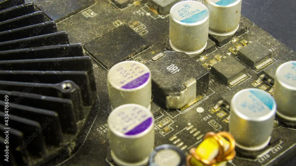 Close up rotation of old and dirty computer HDD hardware and components ...