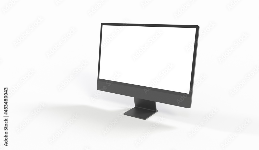 Realistic flat screen computer monitor 3de style mockup with blank screen isolated 3d Realistic flat screen computer monitor 3de style mockup with blank screen isolated 3d