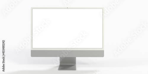 Computer display with blank white screen 3d.