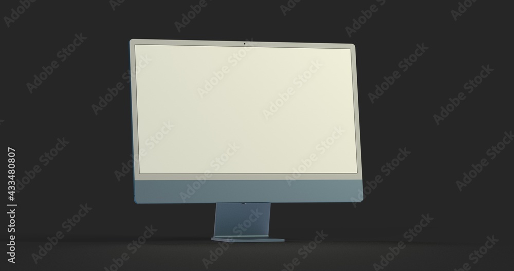 Computer display mock up with blank white screen. Stylish desktop computer mockup 3D Computer display mock up with blank white screen. Stylish desktop computer mockup 3D