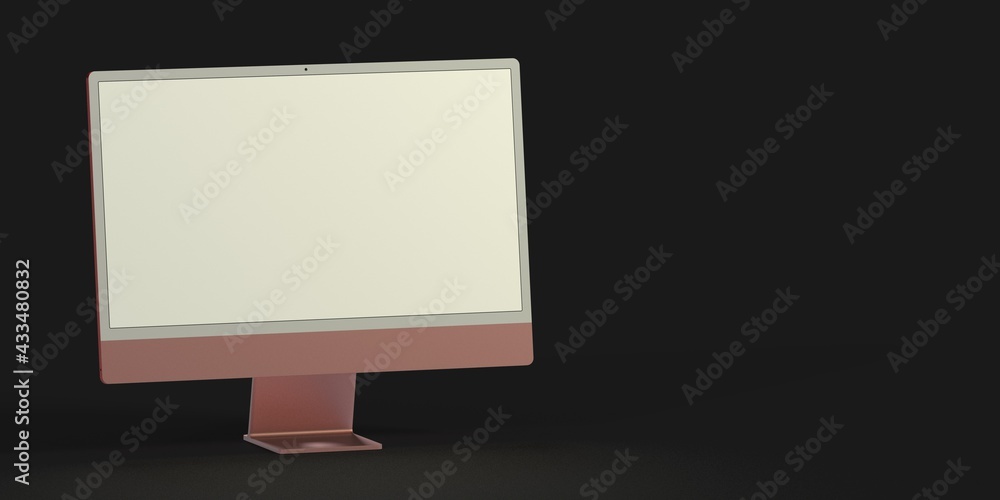 Computer display mock up with blank white screen. Stylish desktop computer mockup. 3d Computer display mock up with blank white screen. Stylish desktop computer mockup. 3d