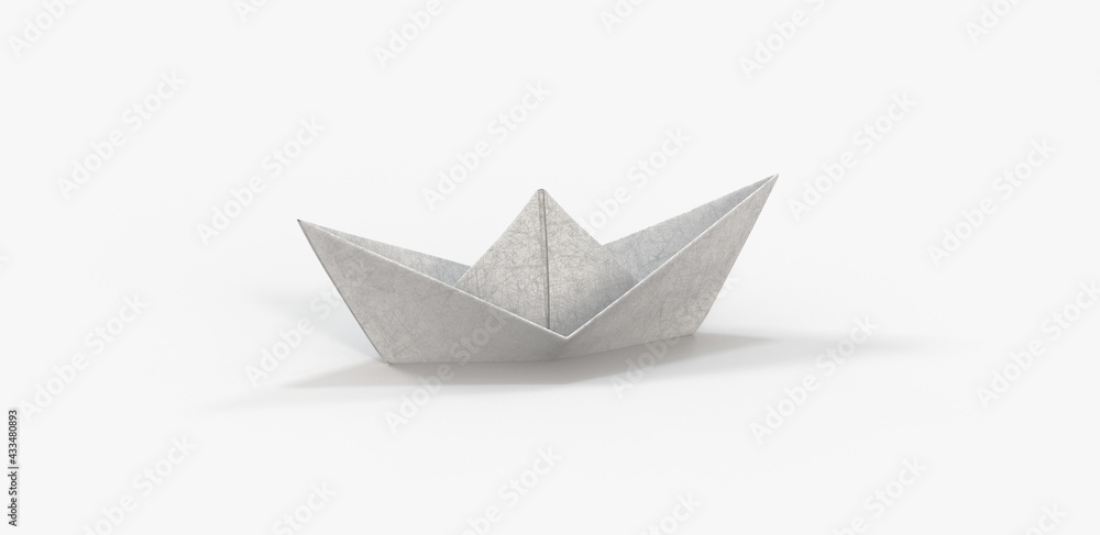 Paper boat on soft surface 3d. Paper boat on soft surface 3d.