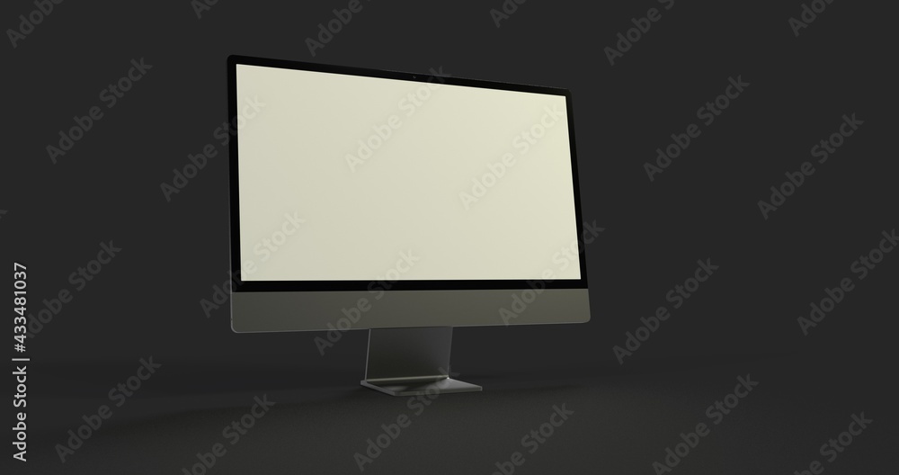 Computer display mock up with blank white screen. Stylish desktop computer mockup 3D Computer display mock up with blank white screen. Stylish desktop computer mockup 3D