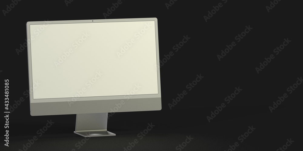 Computer display mock up with blank white screen. Stylish desktop computer mockup. 3d Computer display mock up with blank white screen. Stylish desktop computer mockup. 3d
