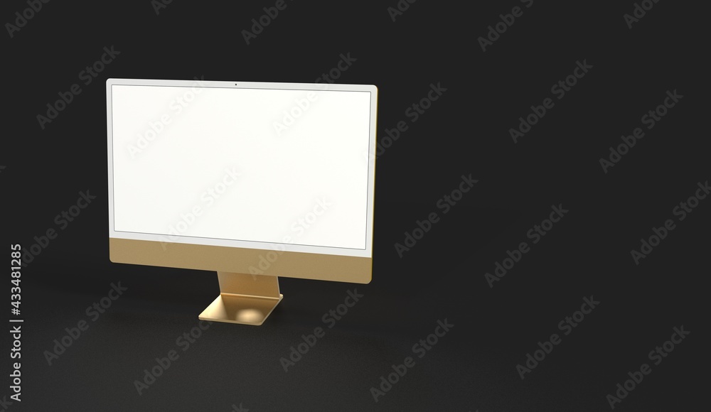 Computer display mock up with blank white screen. Stylish desktop computer mockup 3D Computer display mock up with blank white screen. Stylish desktop computer mockup 3D