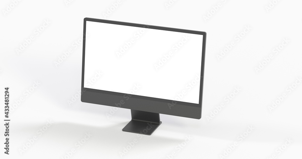 Computer display mock up with blank white screen. Stylish desktop computer mockup 3D Computer display mock up with blank white screen. Stylish desktop computer mockup 3D