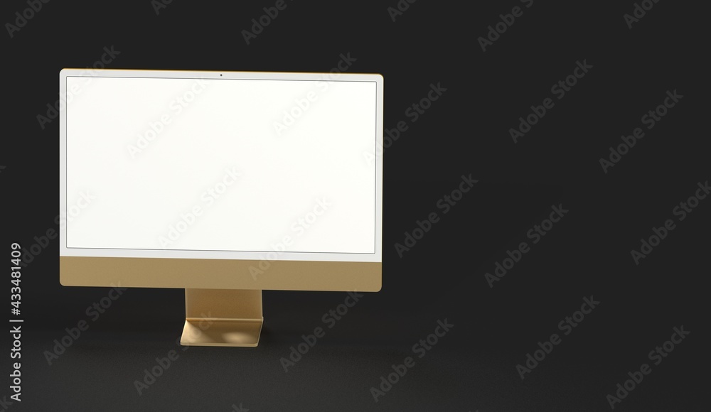 Computer display mock up with blank white screen. Stylish desktop computer mockup 3D Computer display mock up with blank white screen. Stylish desktop computer mockup 3D