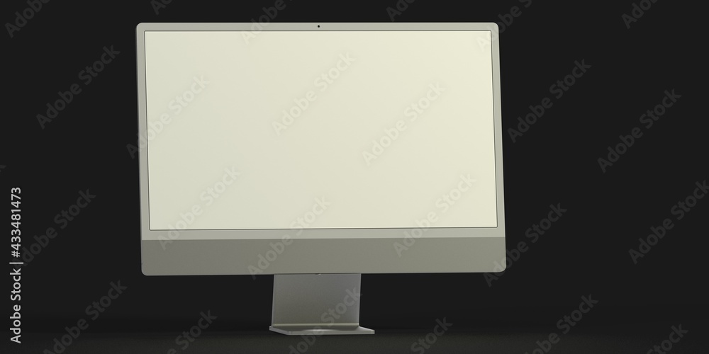 Computer display mock up with blank white screen. Stylish desktop computer mockup. 3d Computer display mock up with blank white screen. Stylish desktop computer mockup. 3d