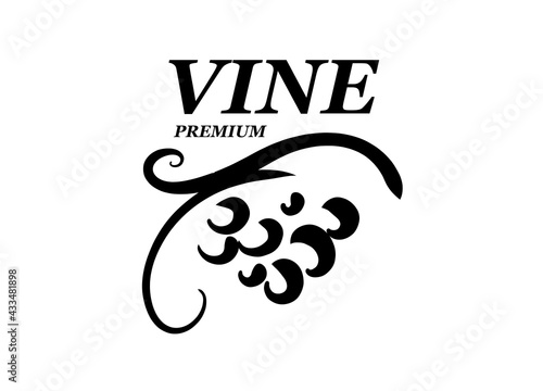 Vector logo drawn by hand. Bunch of grapes for making wine