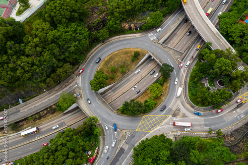 Canvas Print Top down view of the roundabout